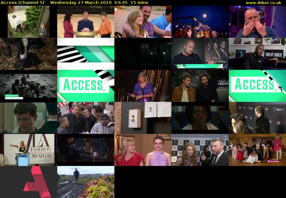 Access (Channel 5) Wednesday 27 March 2019 03:45 - 04:00