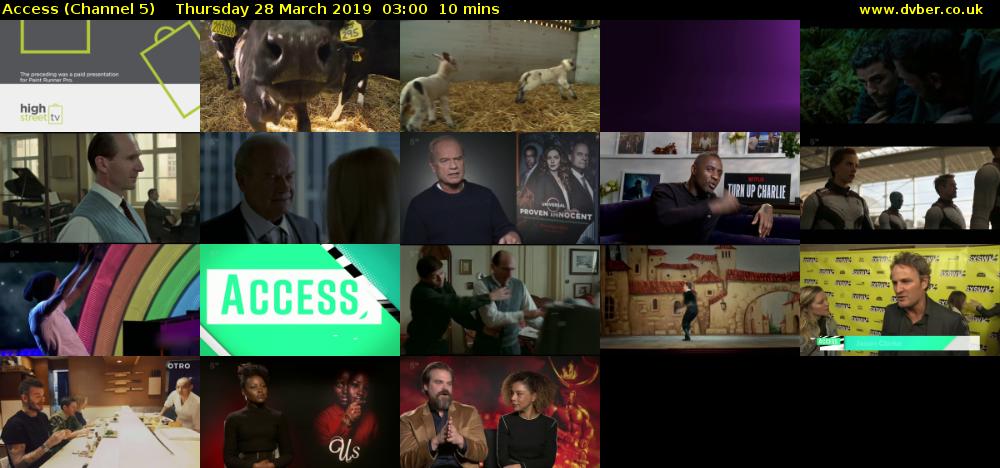 Access (Channel 5) Thursday 28 March 2019 03:00 - 03:10