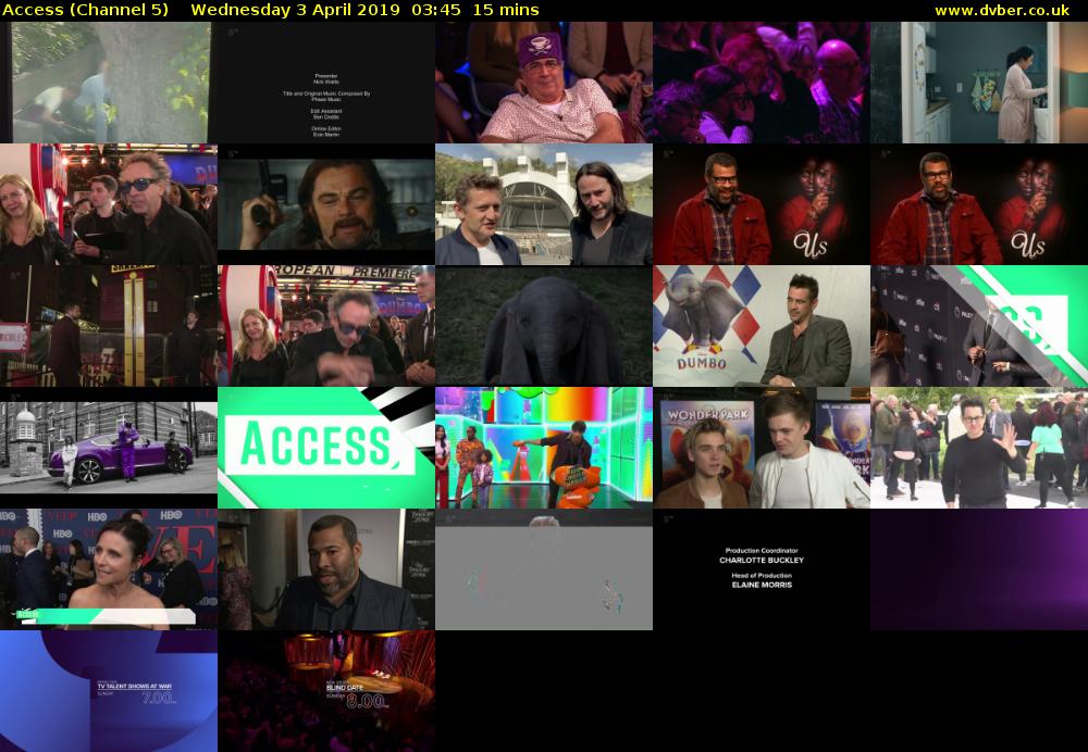 Access (Channel 5) Wednesday 3 April 2019 03:45 - 04:00