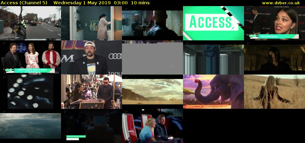 Access (Channel 5) Wednesday 1 May 2019 03:00 - 03:10