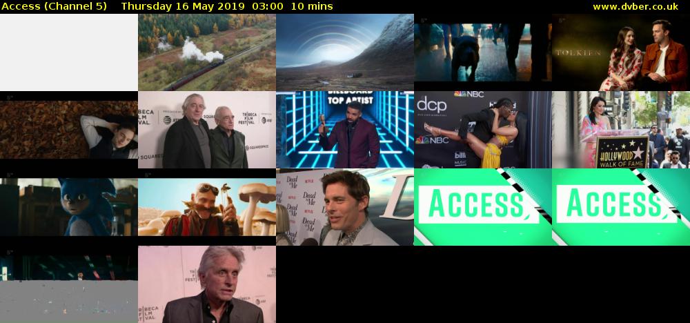 Access (Channel 5) Thursday 16 May 2019 03:00 - 03:10