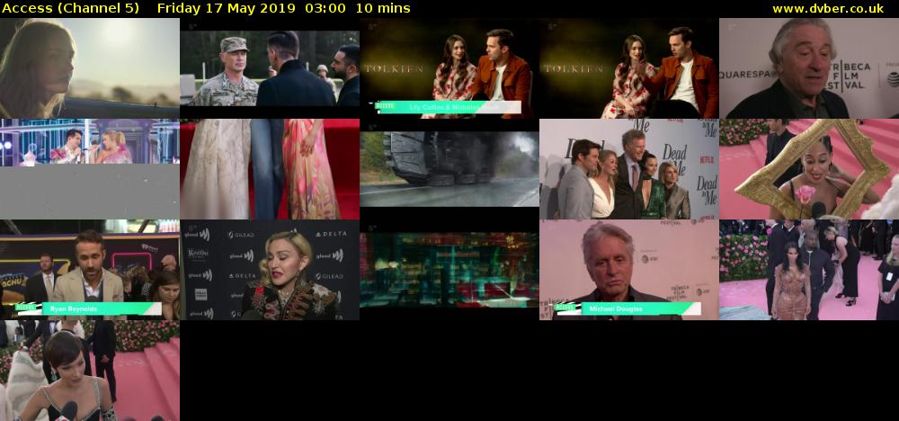 Access (Channel 5) Friday 17 May 2019 03:00 - 03:10