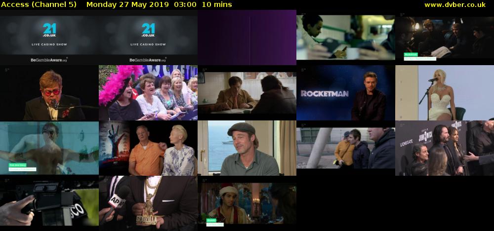 Access (Channel 5) Monday 27 May 2019 03:00 - 03:10