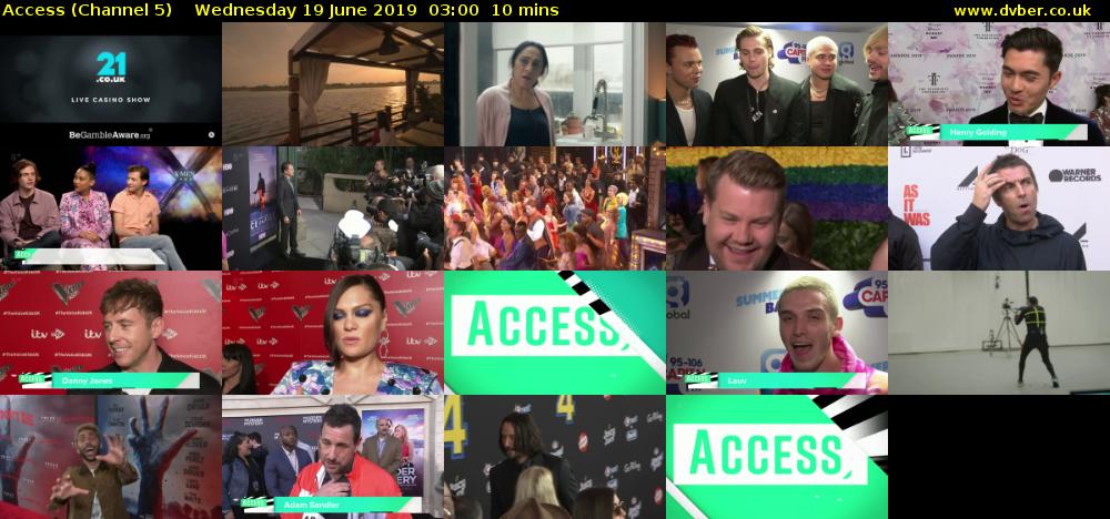 Access (Channel 5) Wednesday 19 June 2019 03:00 - 03:10