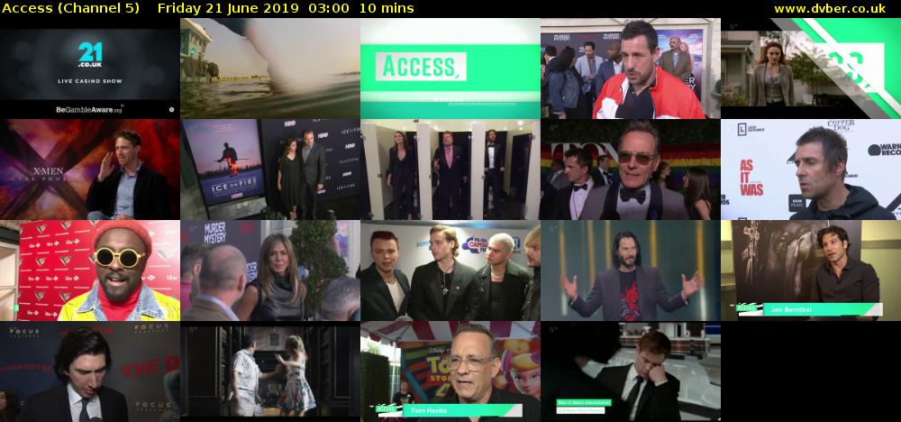 Access (Channel 5) Friday 21 June 2019 03:00 - 03:10