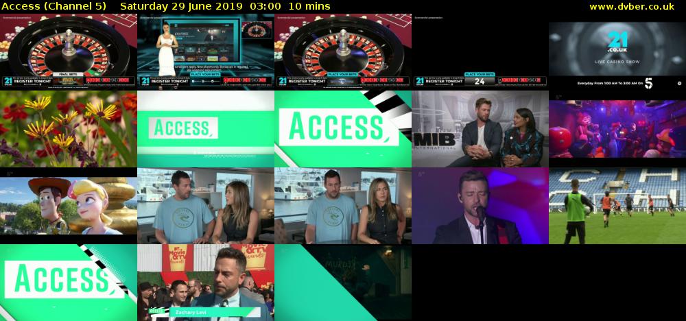 Access (Channel 5) Saturday 29 June 2019 03:00 - 03:10