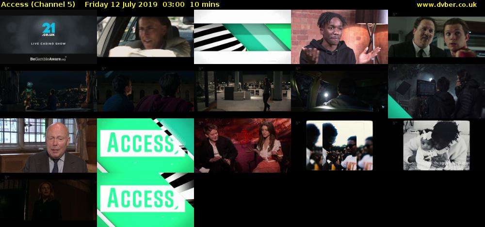 Access (Channel 5) Friday 12 July 2019 03:00 - 03:10
