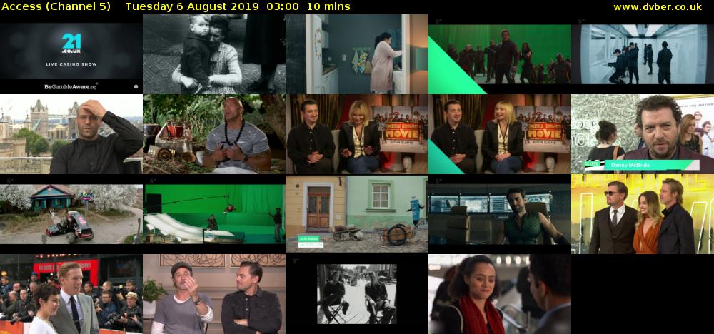 Access (Channel 5) Tuesday 6 August 2019 03:00 - 03:10