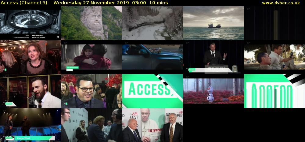 Access (Channel 5) Wednesday 27 November 2019 03:00 - 03:10
