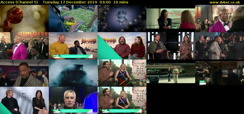 Access (Channel 5) Tuesday 17 December 2019 03:00 - 03:10