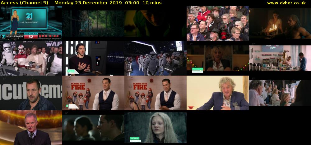 Access (Channel 5) Monday 23 December 2019 03:00 - 03:10