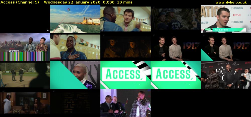 Access (Channel 5) Wednesday 22 January 2020 03:00 - 03:10