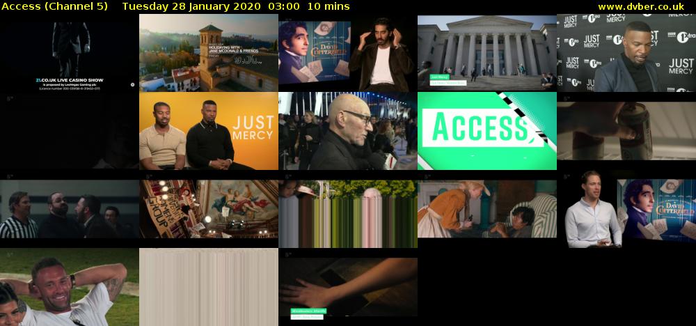 Access (Channel 5) Tuesday 28 January 2020 03:00 - 03:10