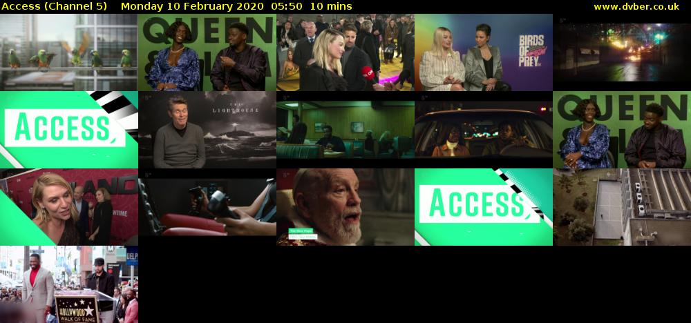Access (Channel 5) Monday 10 February 2020 05:50 - 06:00