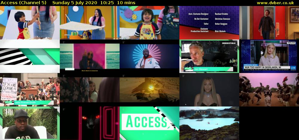 Access (Channel 5) Sunday 5 July 2020 10:25 - 10:35