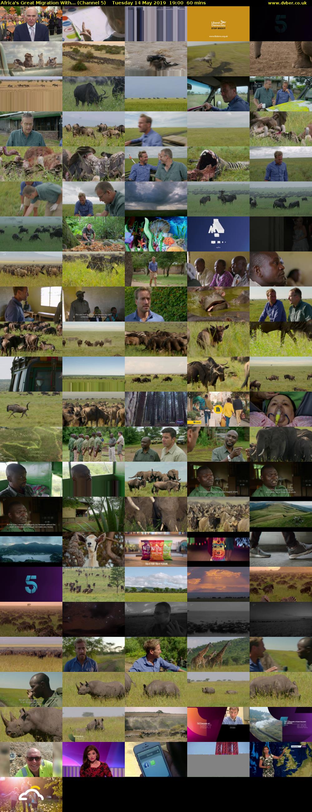 Africa's Great Migration With... (Channel 5) Tuesday 14 May 2019 19:00 - 20:00