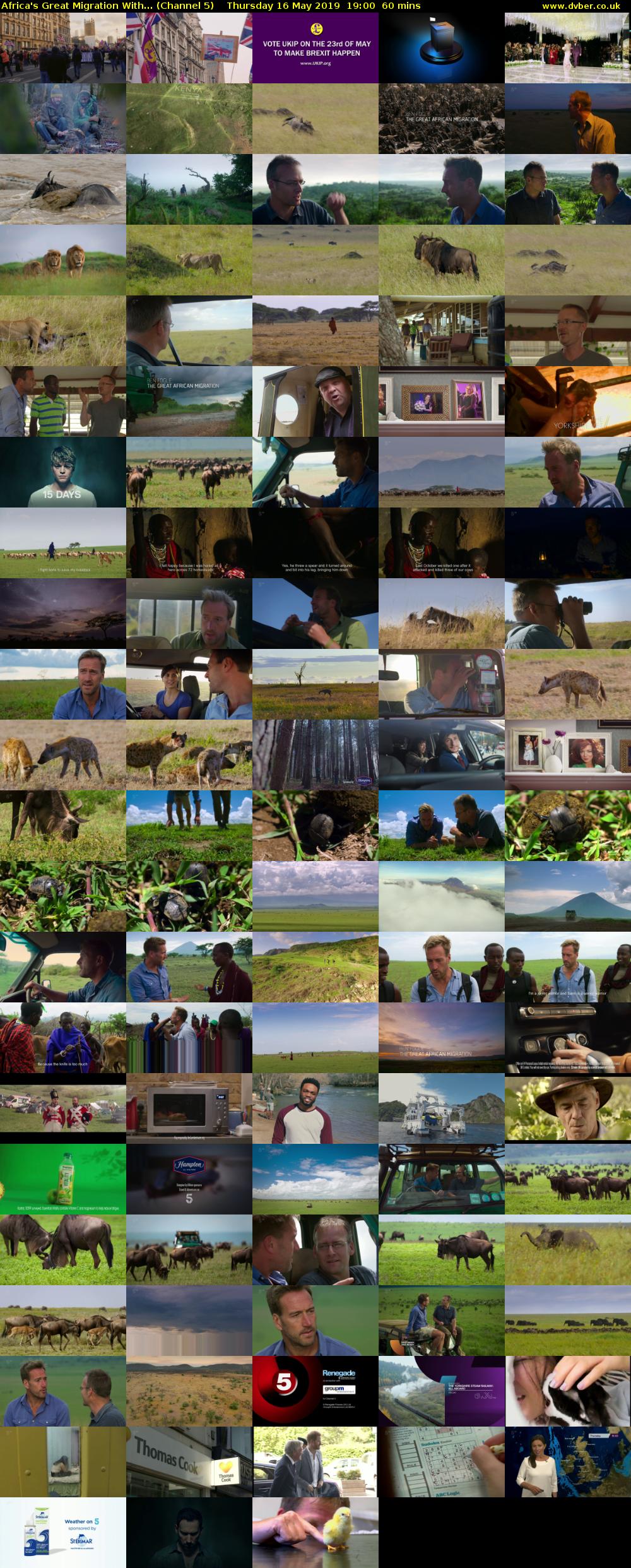 Africa's Great Migration With... (Channel 5) Thursday 16 May 2019 19:00 - 20:00