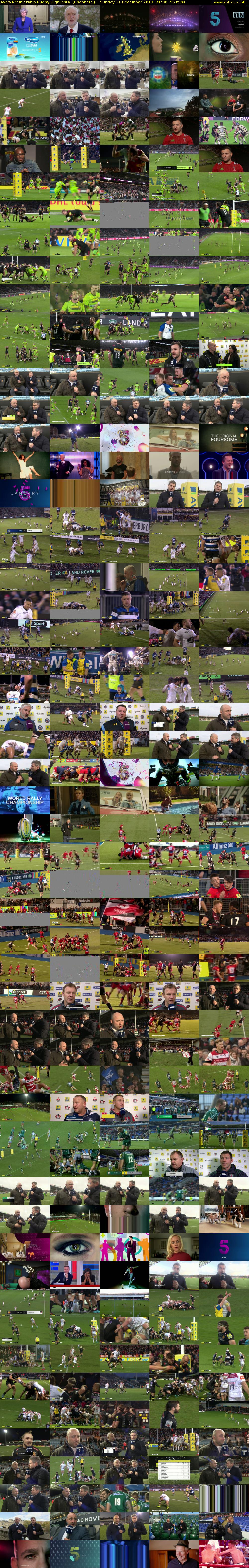 Aviva Premiership Rugby Highlights  (Channel 5) Sunday 31 December 2017 21:00 - 21:55