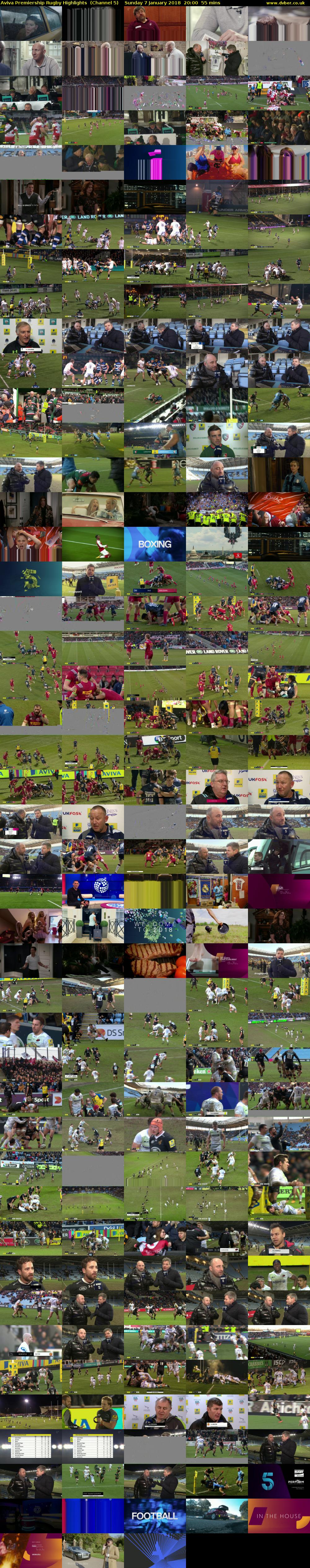 Aviva Premiership Rugby Highlights  (Channel 5) Sunday 7 January 2018 20:00 - 20:55