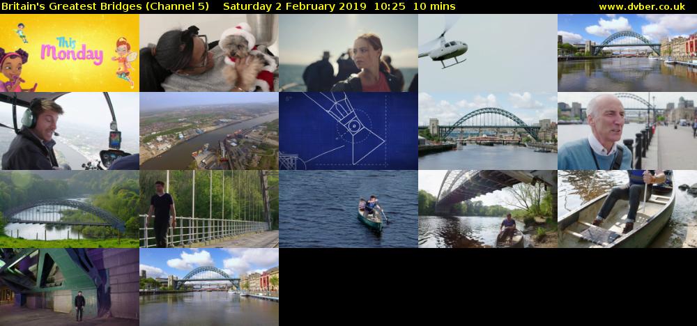 Britain's Greatest Bridges (Channel 5) Saturday 2 February 2019 10:25 - 10:35