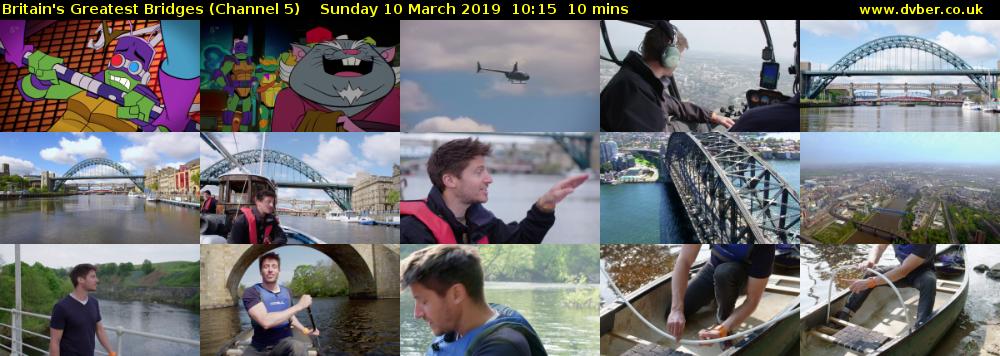 Britain's Greatest Bridges (Channel 5) Sunday 10 March 2019 10:15 - 10:25