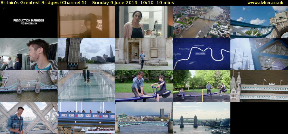 Britain's Greatest Bridges (Channel 5) Sunday 9 June 2019 10:10 - 10:20