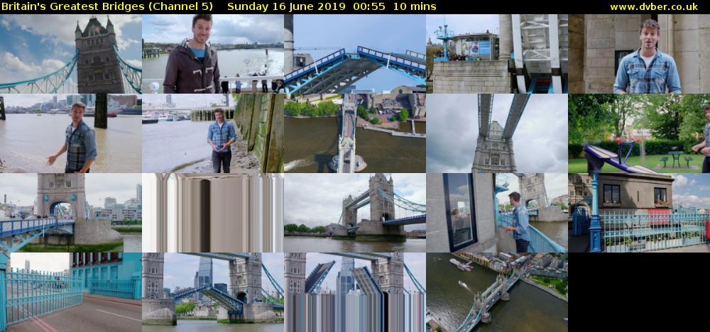 Britain's Greatest Bridges (Channel 5) Sunday 16 June 2019 00:55 - 01:05