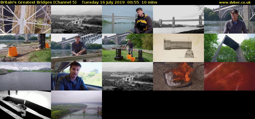 Britain's Greatest Bridges (Channel 5) Tuesday 16 July 2019 00:55 - 01:05