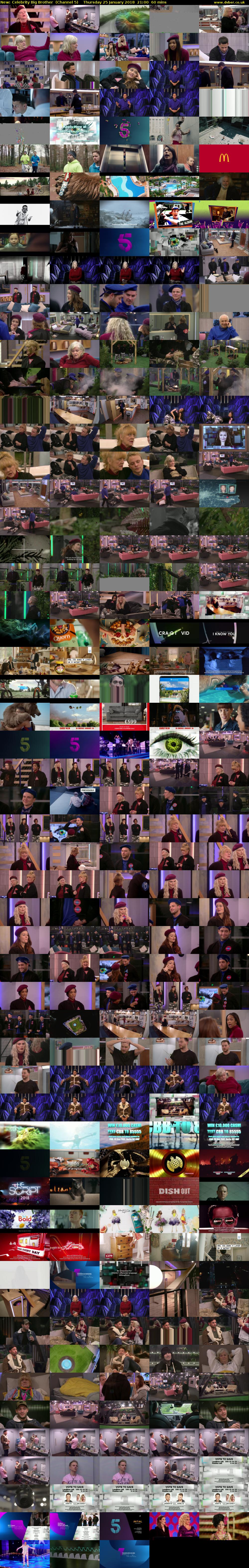 Celebrity Big Brother (Channel 5) Thursday 25 January 2018 21:00 - 22:00