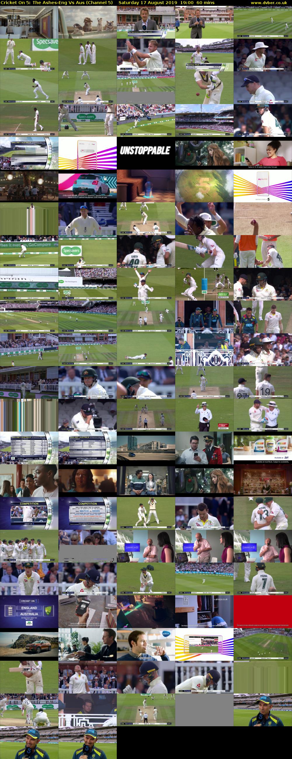 Cricket On 5: The Ashes-Eng Vs Aus (Channel 5) Saturday 17 August 2019 19:00 - 20:00