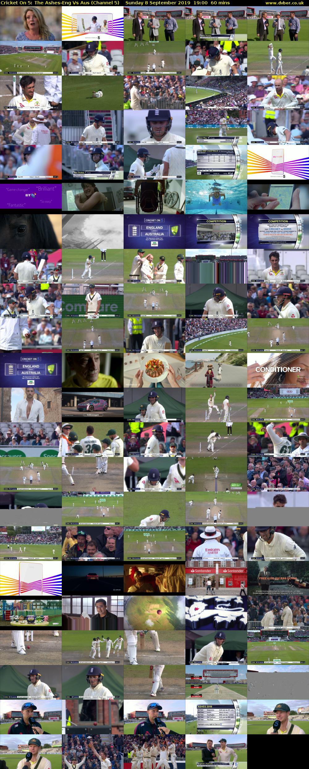 Cricket On 5: The Ashes-Eng Vs Aus (Channel 5) Sunday 8 September 2019 19:00 - 20:00