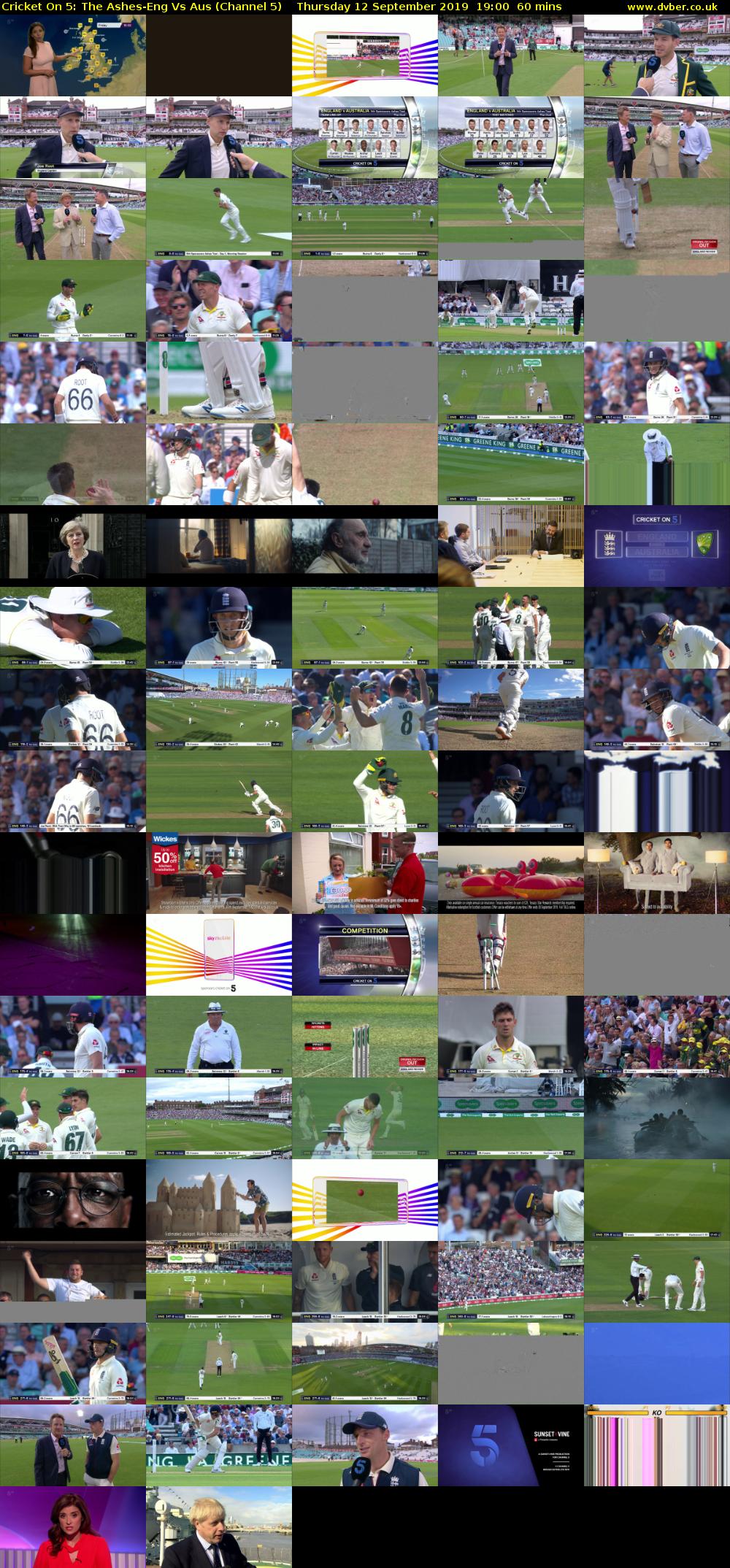 Cricket On 5: The Ashes-Eng Vs Aus (Channel 5) Thursday 12 September 2019 19:00 - 20:00