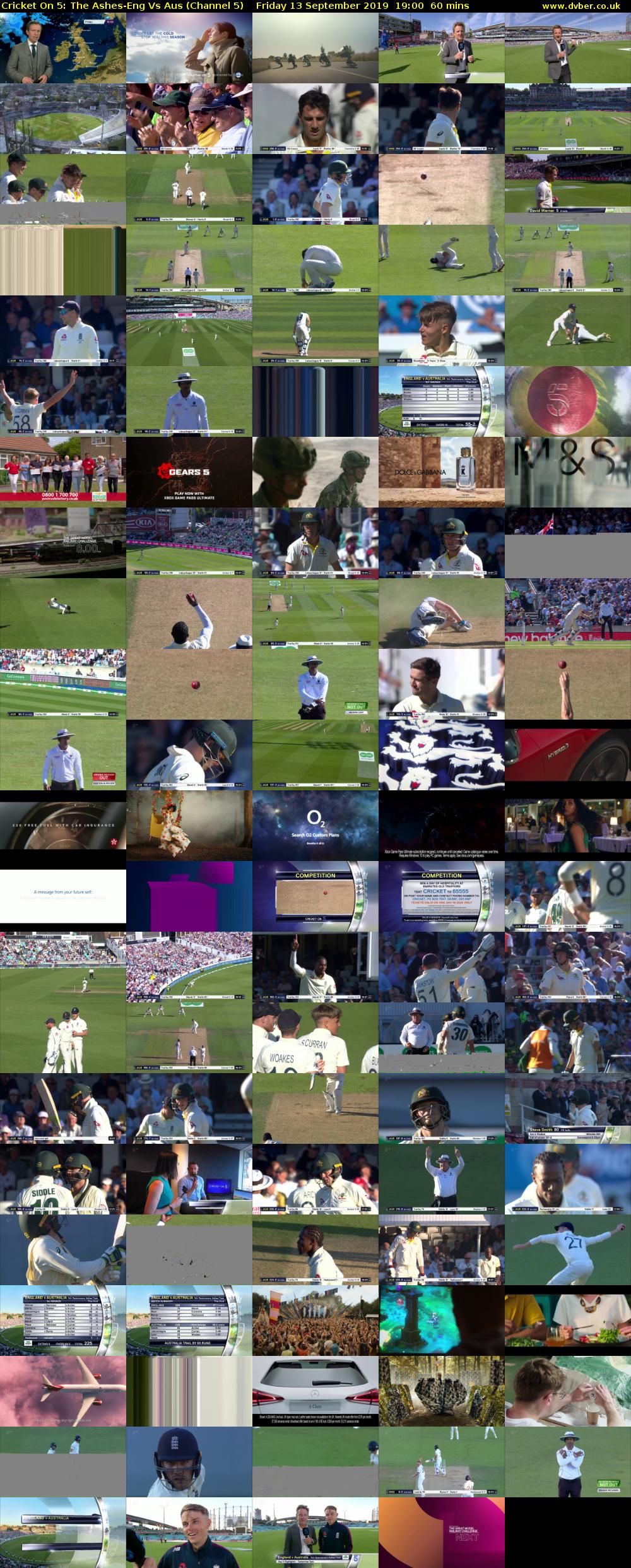 Cricket On 5: The Ashes-Eng Vs Aus (Channel 5) Friday 13 September 2019 19:00 - 20:00