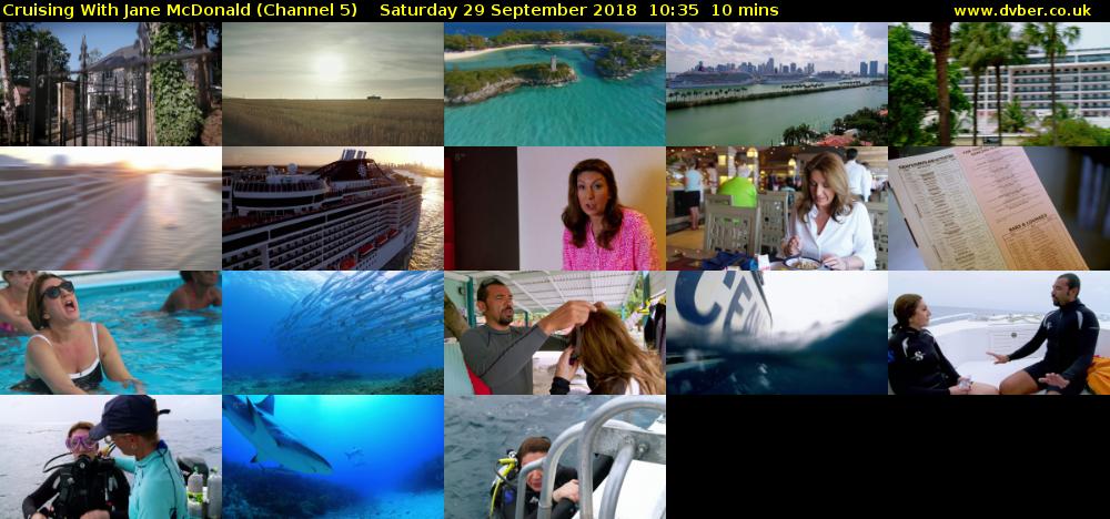 Cruising With Jane McDonald (Channel 5) Saturday 29 September 2018 10:35 - 10:45