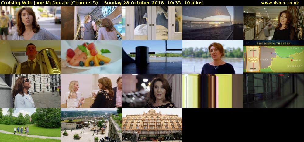 Cruising With Jane McDonald (Channel 5) Sunday 28 October 2018 10:35 - 10:45