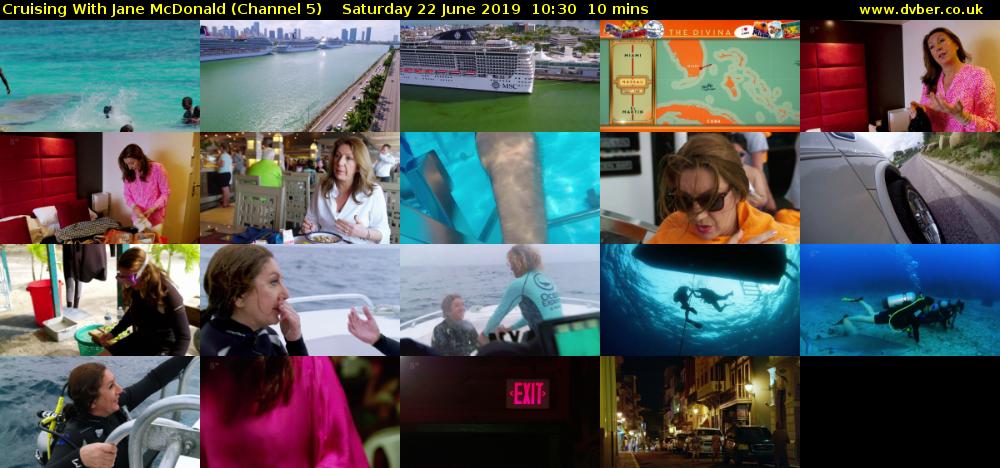 Cruising With Jane McDonald (Channel 5) Saturday 22 June 2019 10:30 - 10:40