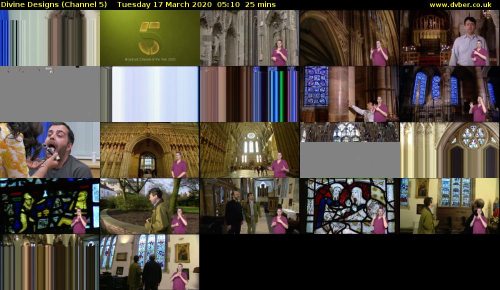 Divine Designs (Channel 5) Tuesday 17 March 2020 05:10 - 05:35