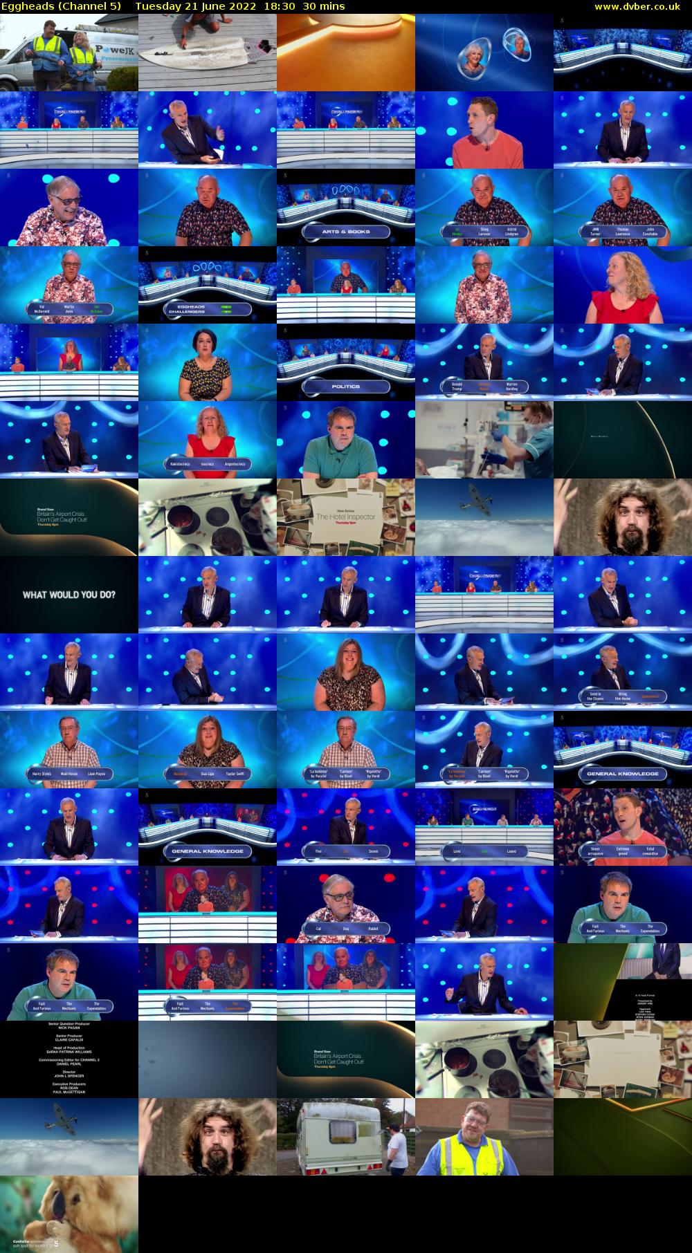Eggheads (Channel 5) Tuesday 21 June 2022 18:30 - 19:00