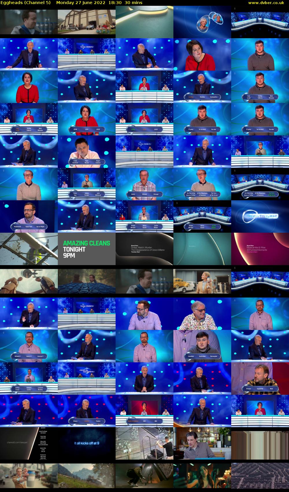 Eggheads (Channel 5) Monday 27 June 2022 18:30 - 19:00