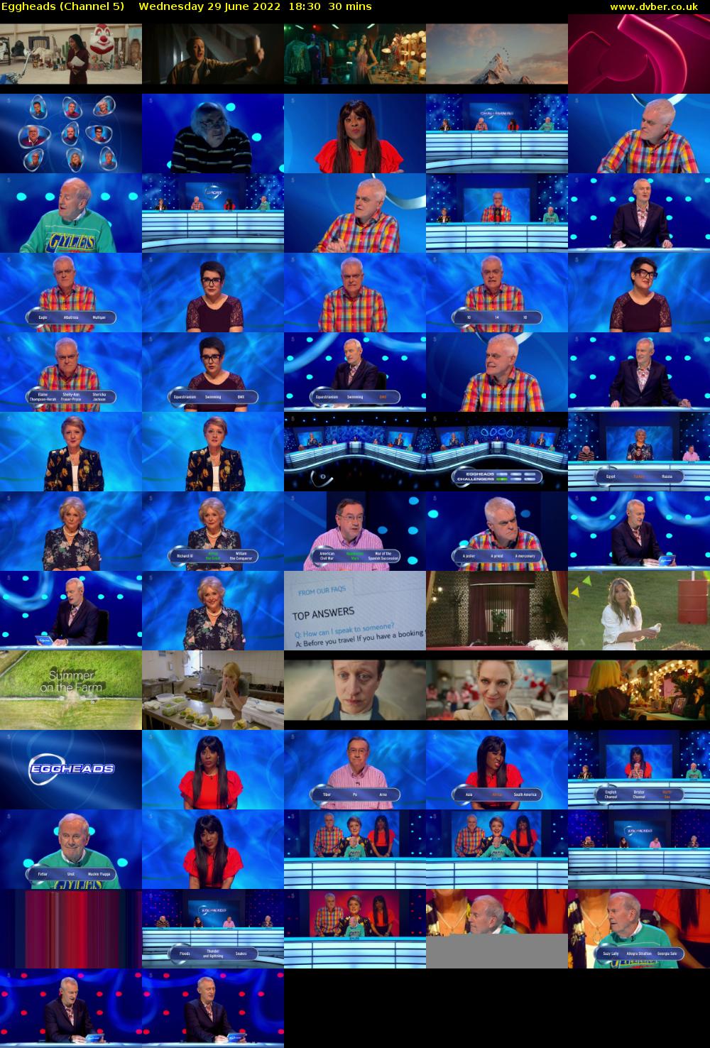 Eggheads (Channel 5) Wednesday 29 June 2022 18:30 - 19:00