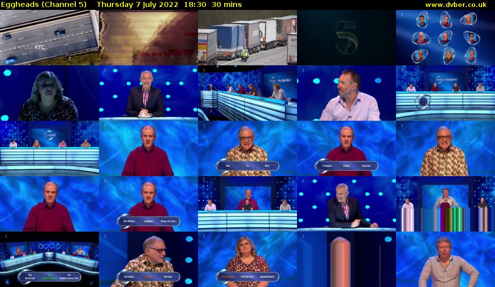 Eggheads (Channel 5) Thursday 7 July 2022 18:30 - 19:00