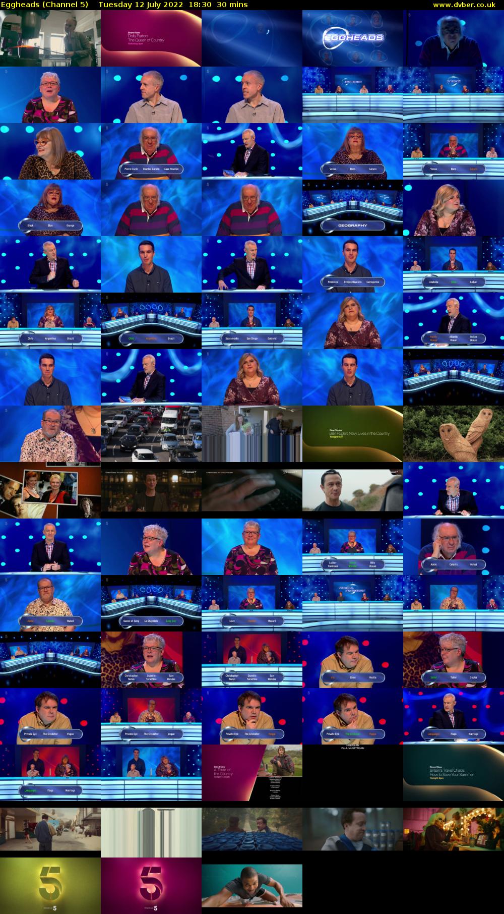 Eggheads (Channel 5) Tuesday 12 July 2022 18:30 - 19:00