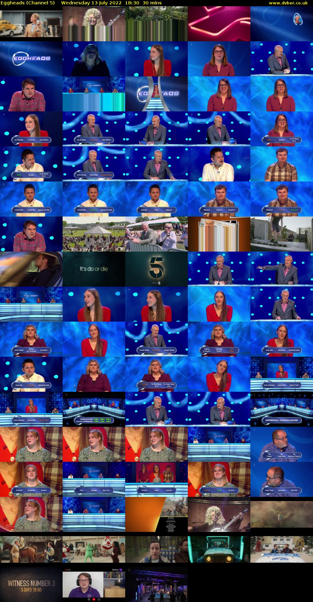 Eggheads (Channel 5) Wednesday 13 July 2022 18:30 - 19:00