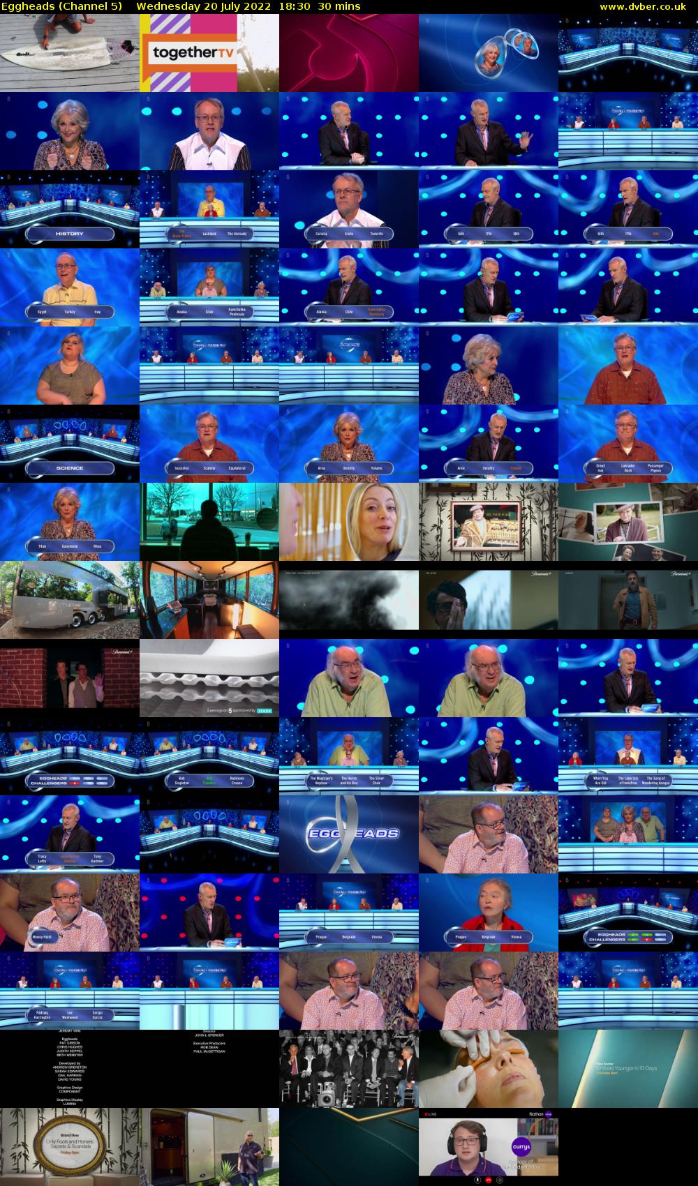 Eggheads (Channel 5) Wednesday 20 July 2022 18:30 - 19:00