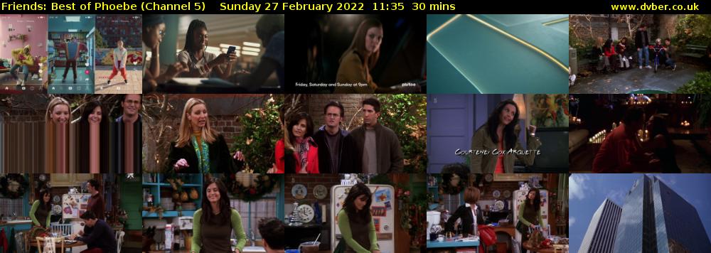 Friends: Best of Phoebe (Channel 5) Sunday 27 February 2022 11:35 - 12:05