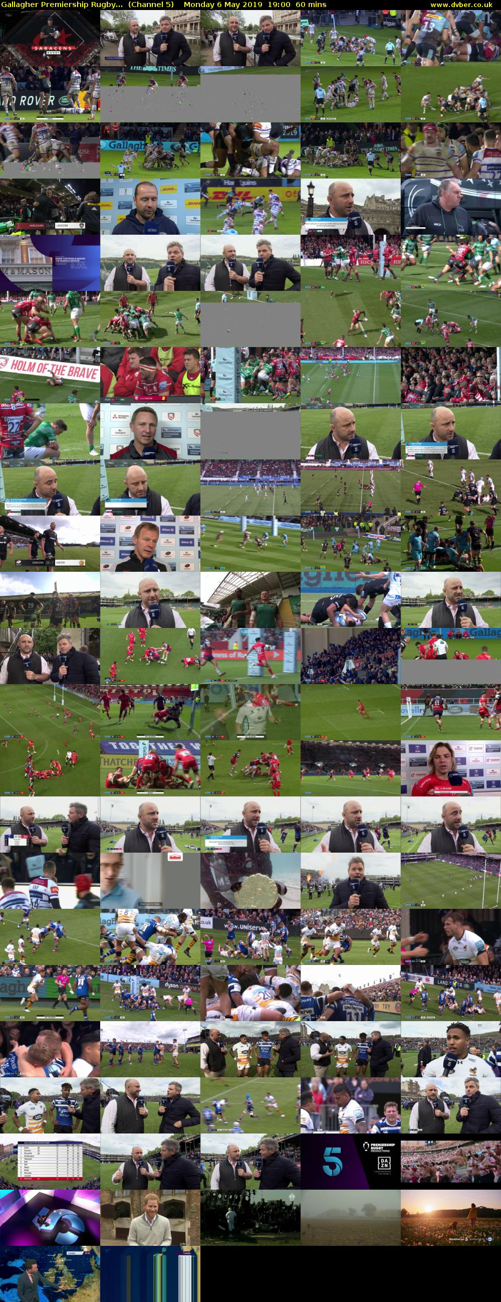 Gallagher Premiership Rugby...  (Channel 5) Monday 6 May 2019 19:00 - 20:00