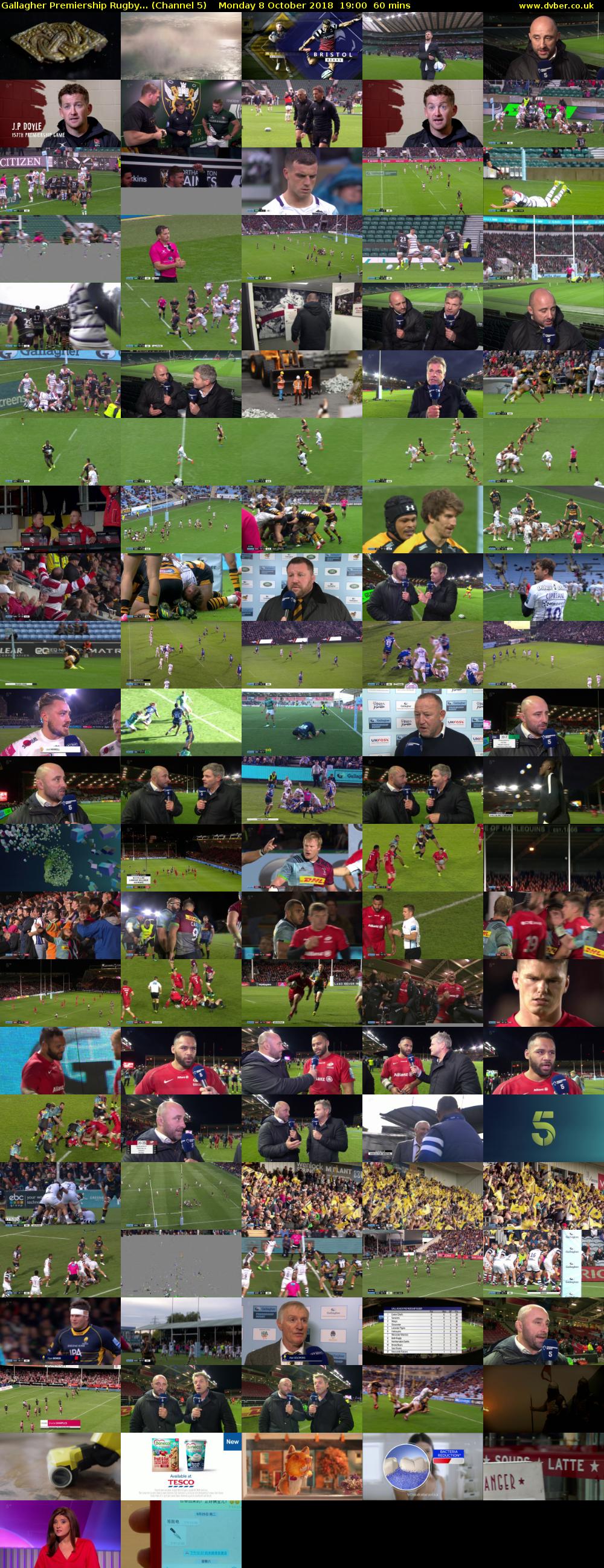 Gallagher Premiership Rugby... (Channel 5) Monday 8 October 2018 19:00 - 20:00