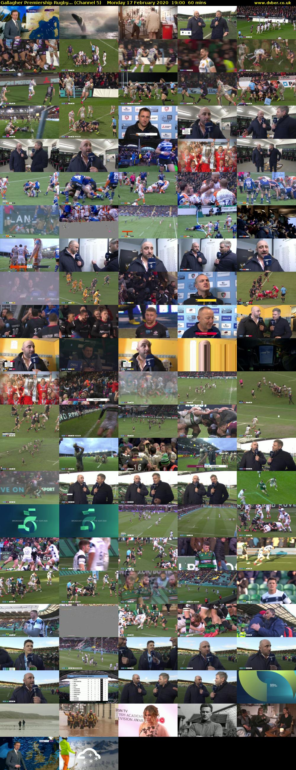 Gallagher Premiership Rugby... (Channel 5) Monday 17 February 2020 19:00 - 20:00