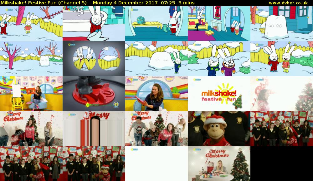 Milkshake! Festive Fun (Channel 5) Monday 4 December 2017 07:25 - 07:30