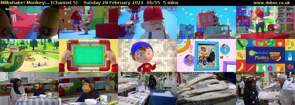 Milkshake! Monkey:.. (Channel 5) Sunday 28 February 2021 06:55 - 07:00